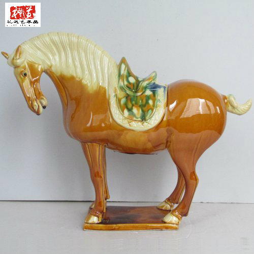 郑州唐三彩唐代马书房摆件陶瓷唐马工艺品