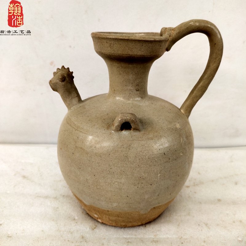 东晋青釉鸡首壶瓷器摆件仿古做旧陶瓷工艺品