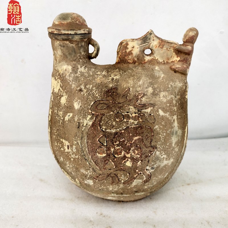 辽代皮囊壶陶瓷酒器摆件博物馆展览
