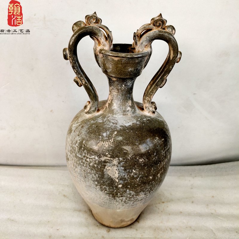 唐代双龙壶陶瓷酒器酒具摆件影视道具