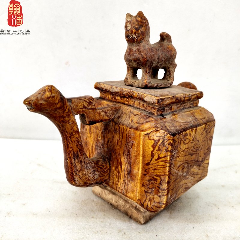 绞胎方壶酒器酒具陶器摆件