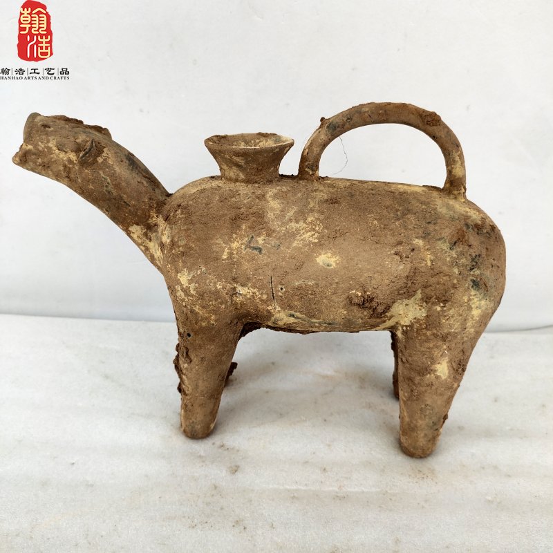 兽形灰陶鬶酒器陶器摆件山东省胶州市三里河遗址