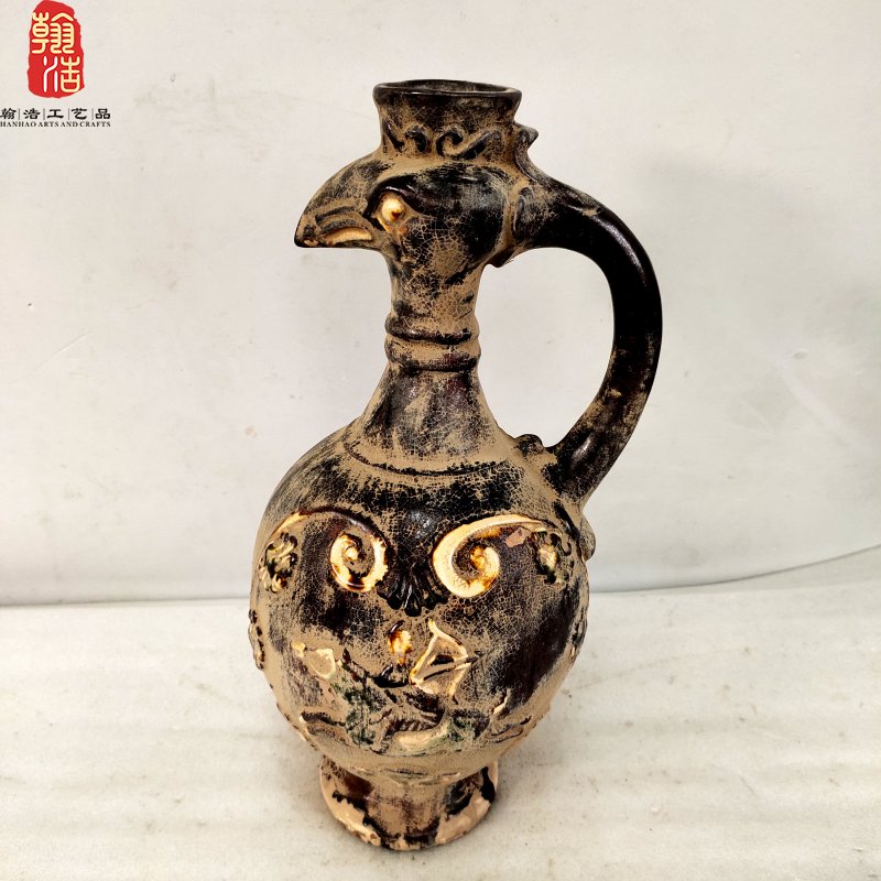 唐朝凤首壶陶瓷酒器摆件酒店饭店酒厂陈设展览