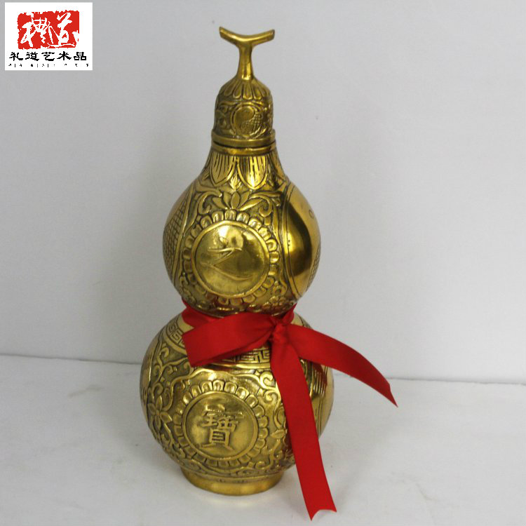郑州铜葫芦风水铜器工艺品摆件纯铜铸造黄铜色